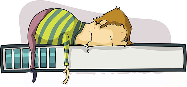 a human asleep while waiting until load