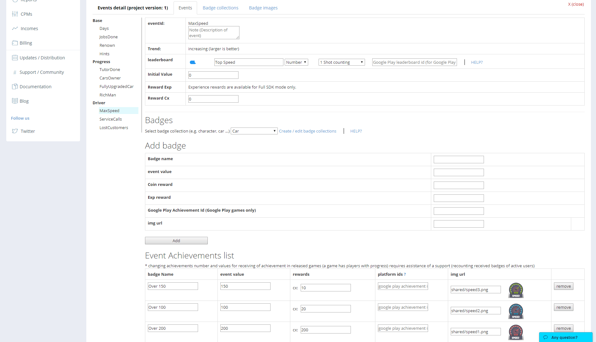 GameArter - game events configuration