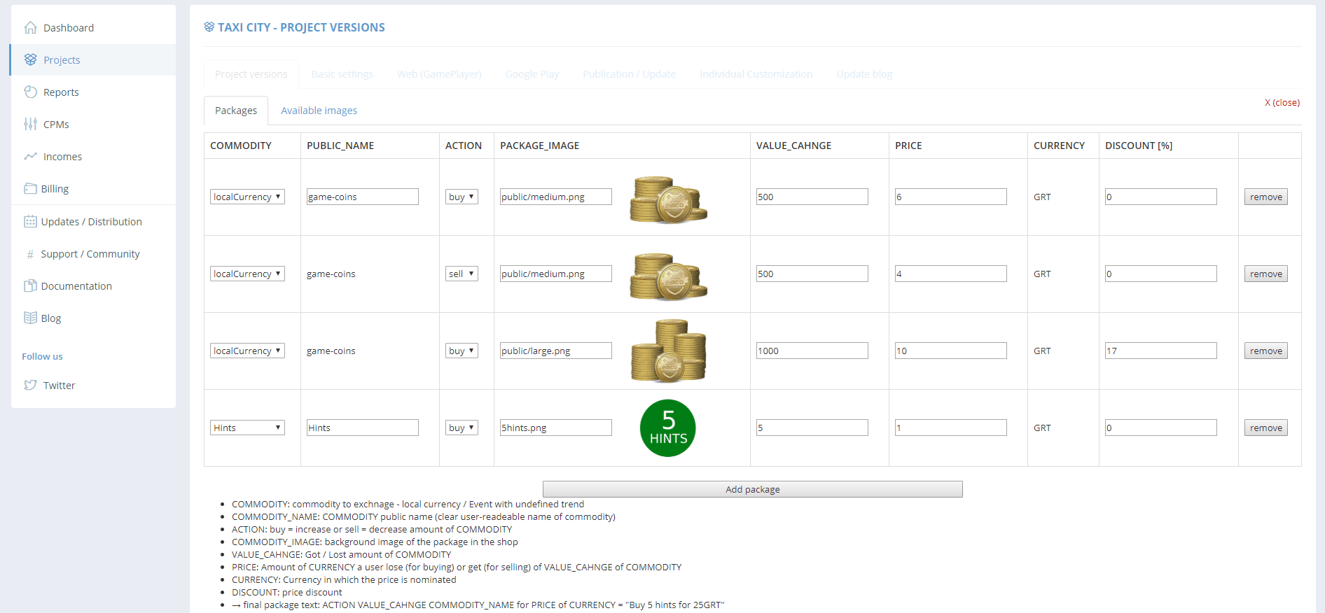 GameArter - game packages configuration